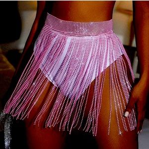 SHEIN Pink Rhinestone‎ Fringe Skirt